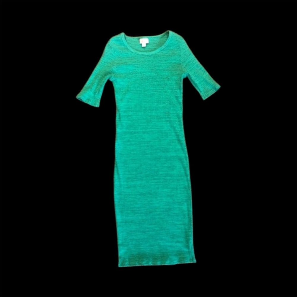 LulaRoe Sea Green Ribbed Bodycon Style Midi Dress Size M